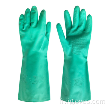 gants de nitrile de couleur verte pour la sécurité de l&#39;industrie